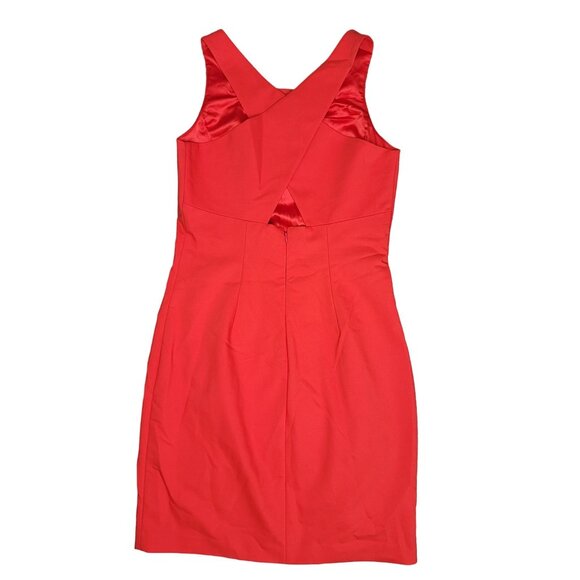 Belle Badgley Mischka NWT Red Sleeveless Sheath Dress Size 10 open cross back - Picture 3 of 10